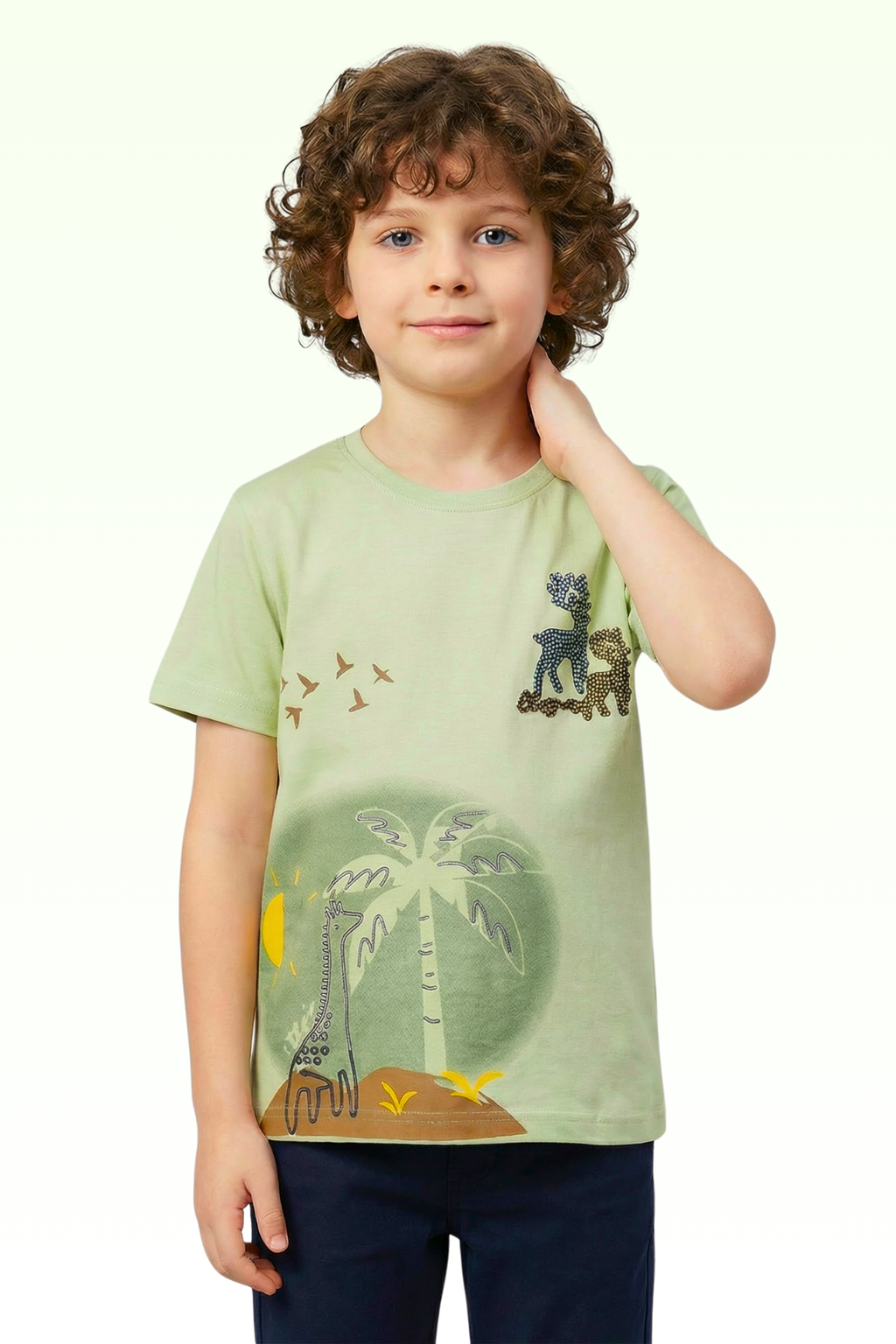 Green Graphic Print T-shirt for Boys