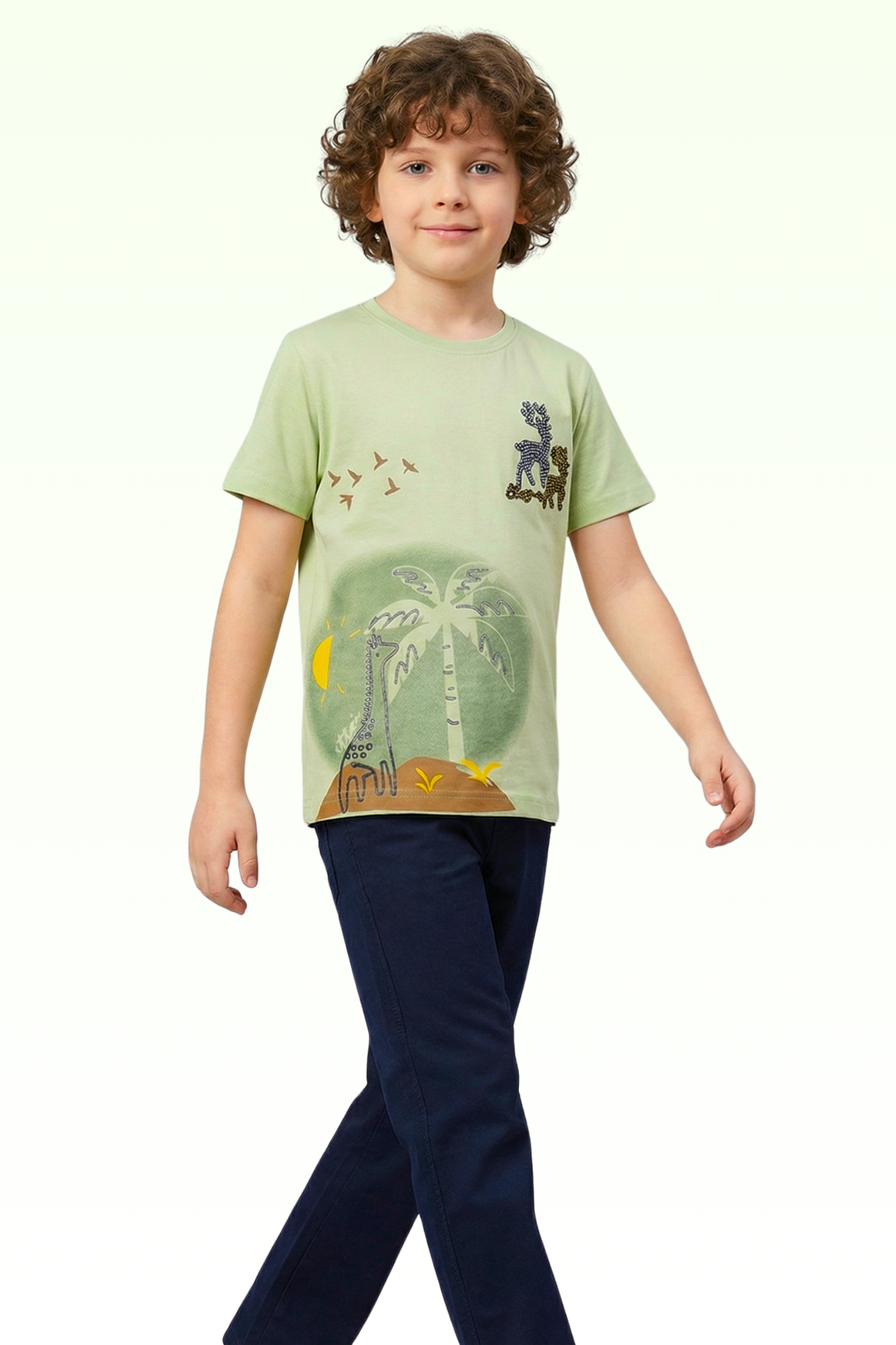 Green Graphic Print T-shirt for Boys