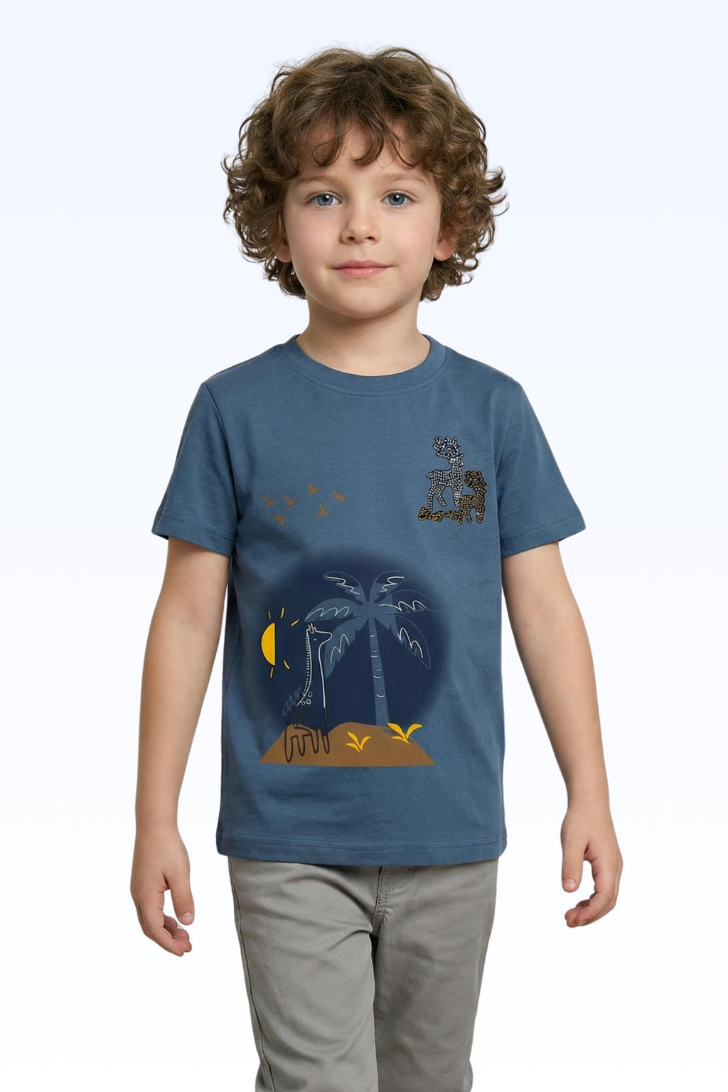 Navy Blue Graphic Print T-shirt for Boys