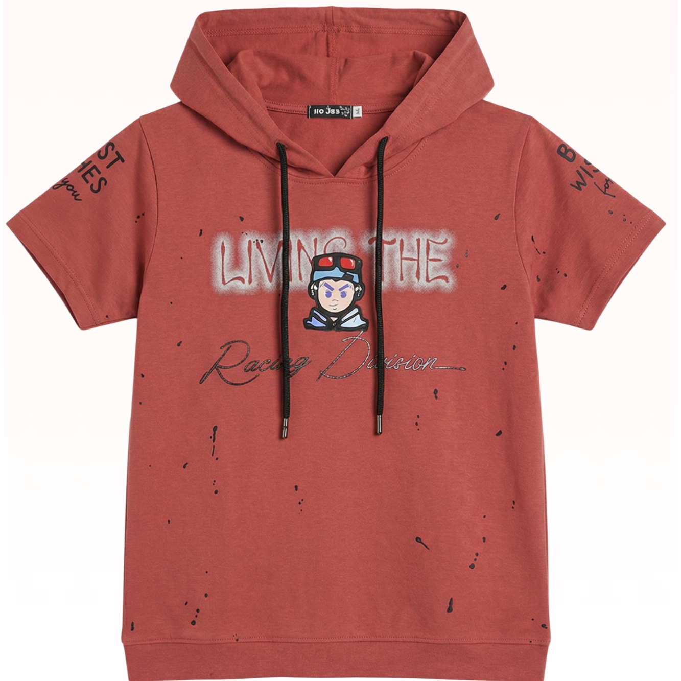 Carrot Red Graphic Print Hoodie for Boys