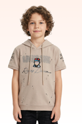 Grey Graphic Print Hoodie for Boys