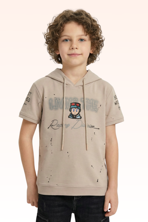 Grey Graphic Print Hoodie for Boys