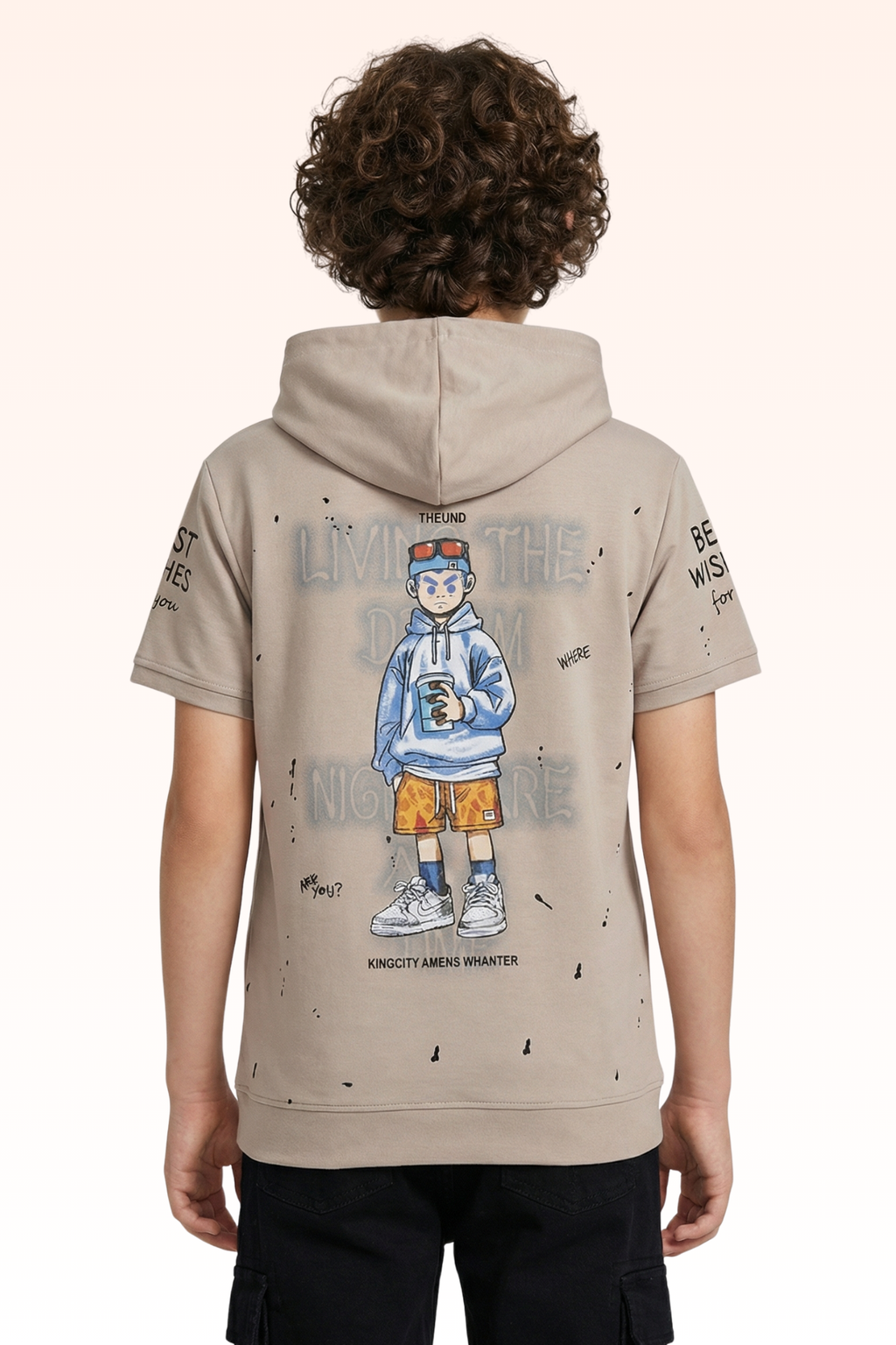 Grey Graphic Print Hoodie for Boys