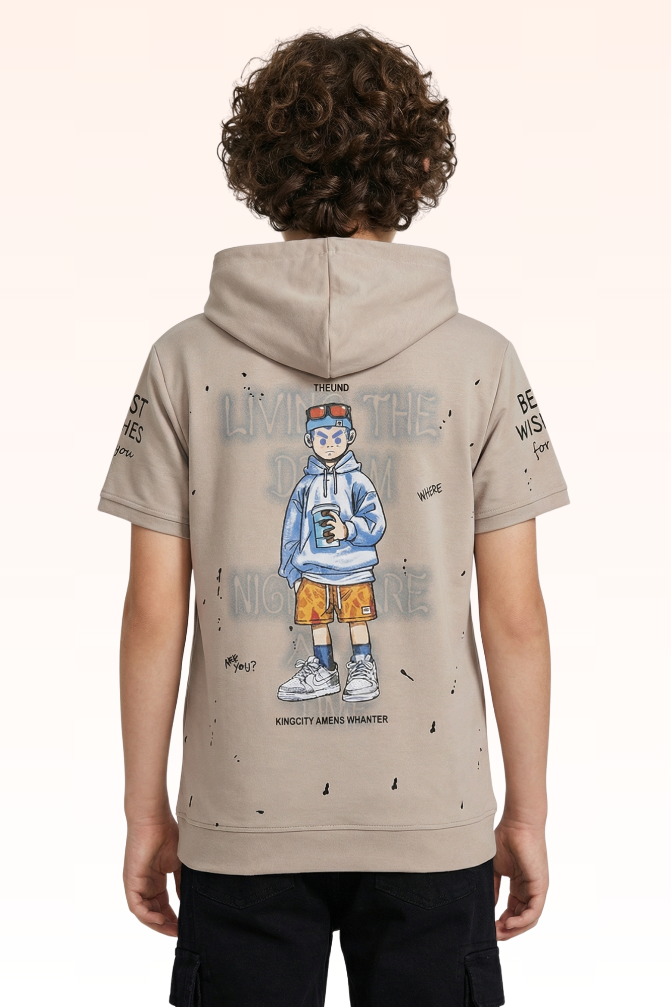 Grey Graphic Print Hoodie for Boys