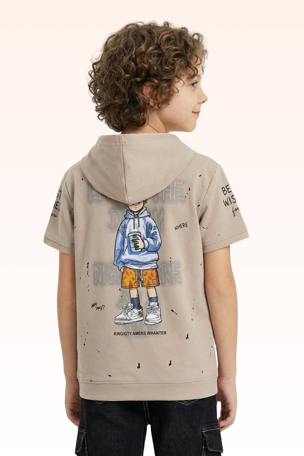 Grey Graphic Print Hoodie for Boys