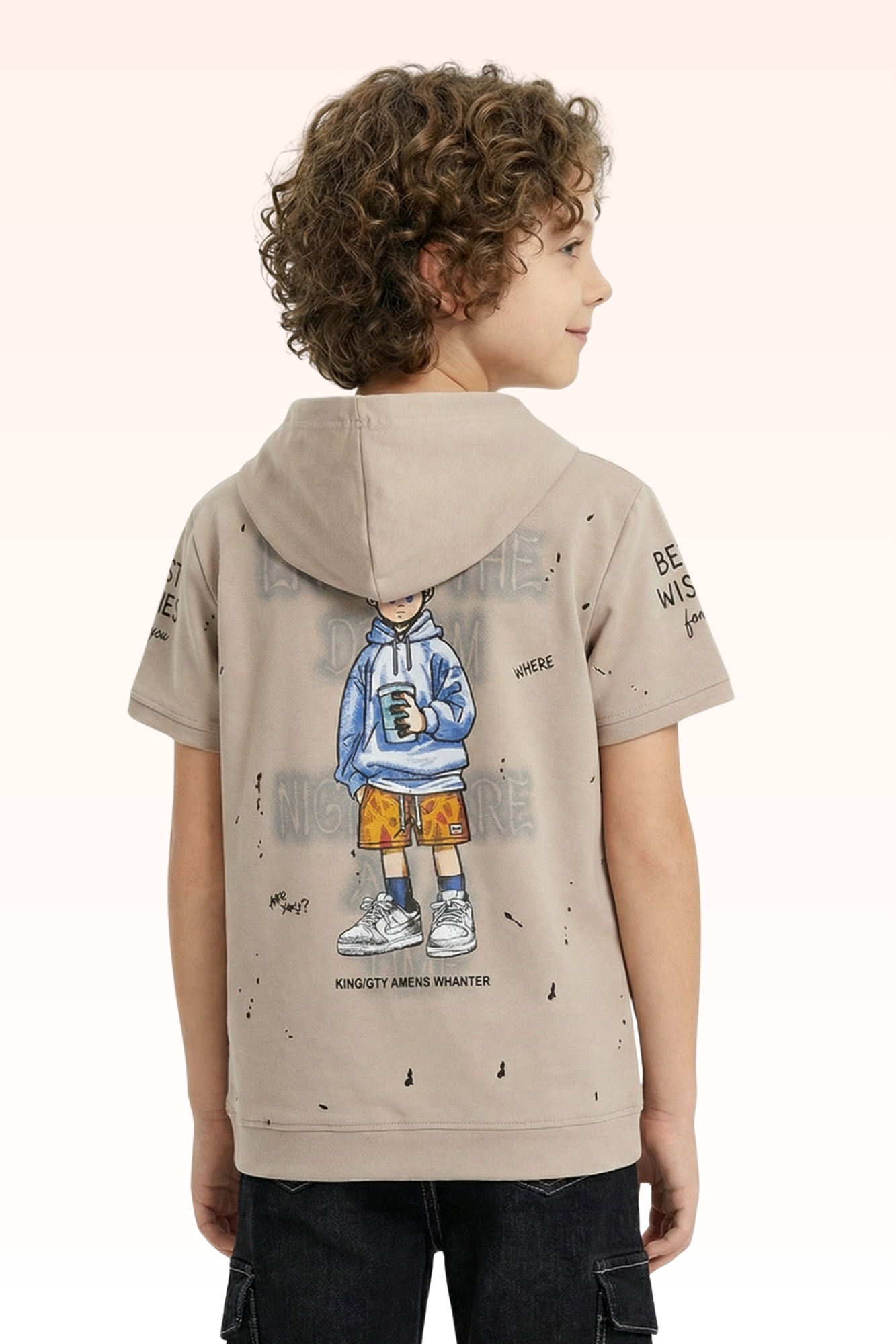 Grey Graphic Print Hoodie for Boys