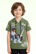 Green Graphic Print Hoodie for Boys