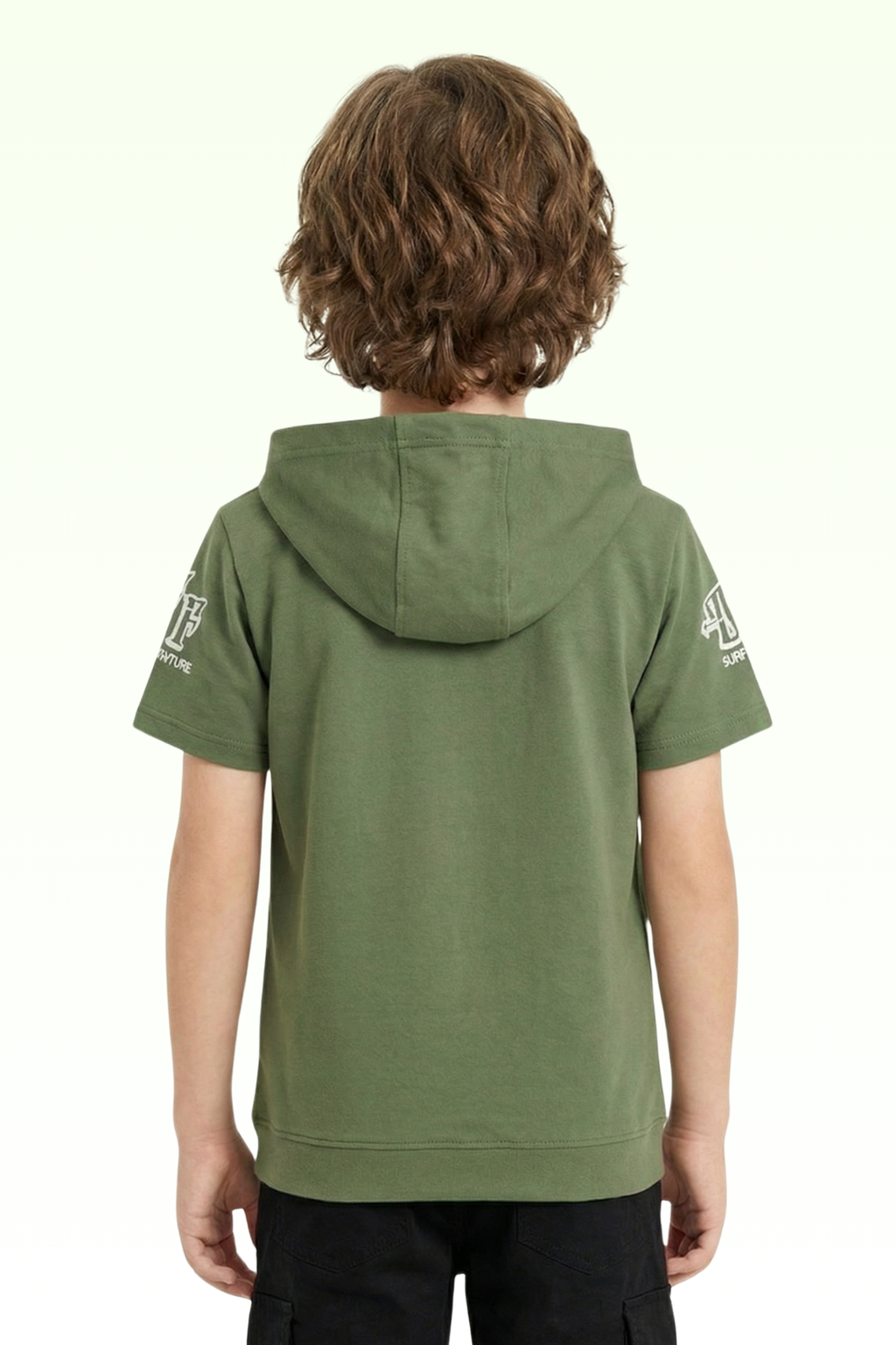 Green Graphic Print Hoodie for Boys