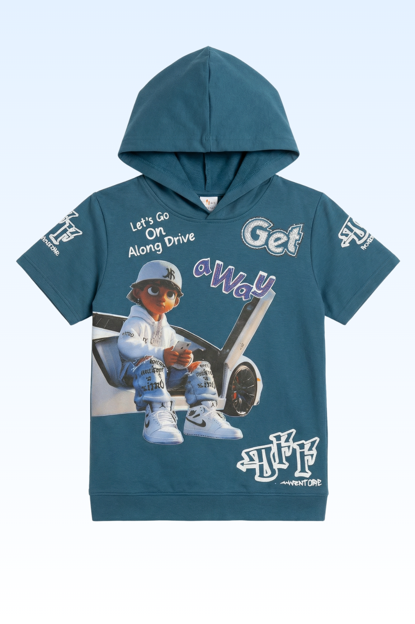 Navy Blue Graphic Print Hoodie for Boys