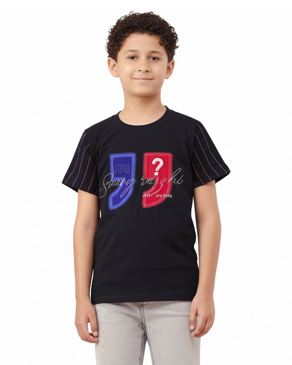 Boys Printed T-Shirt Dark blue designer Cotton for kids