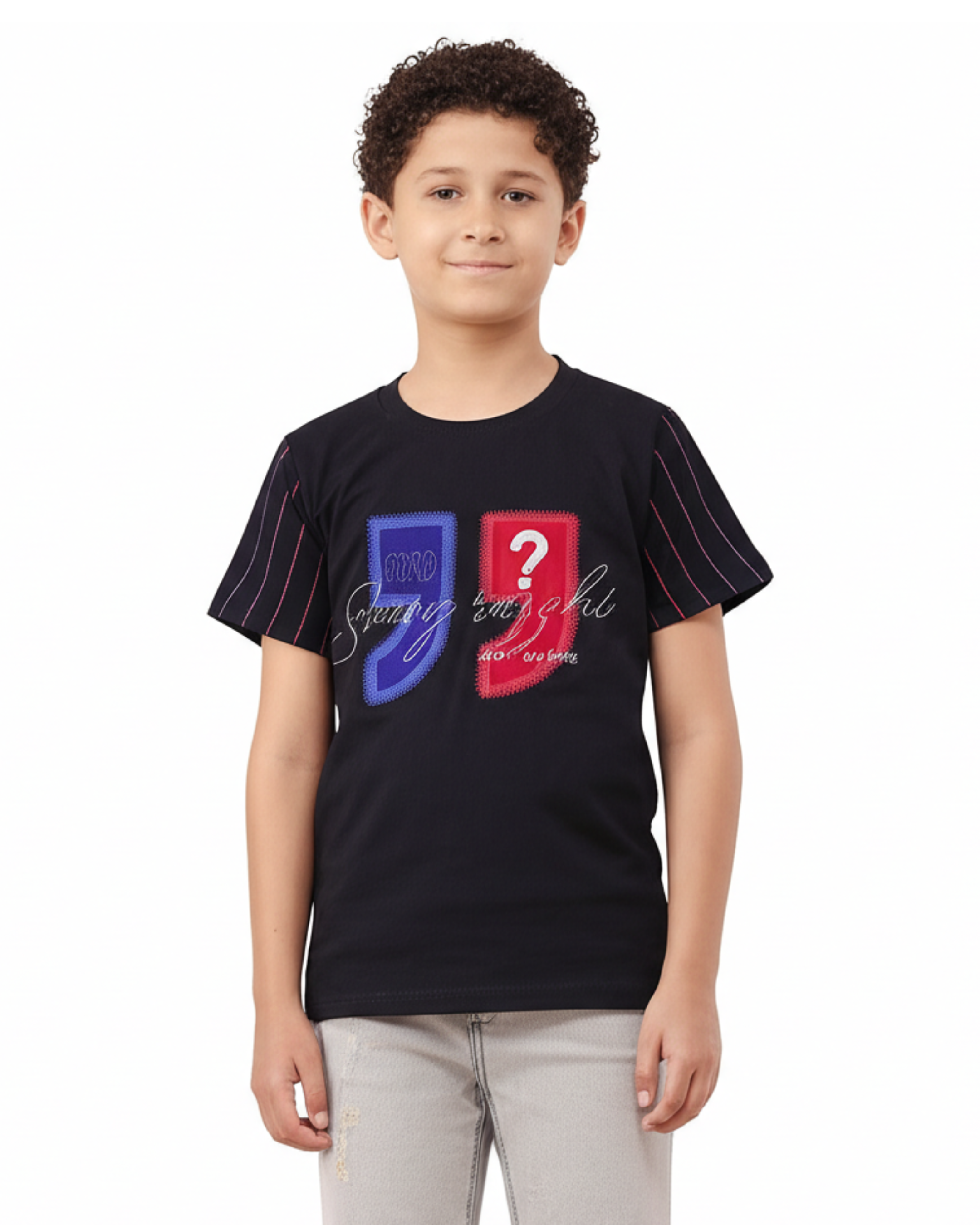 Boys Printed T-Shirt Dark blue designer Cotton for kids