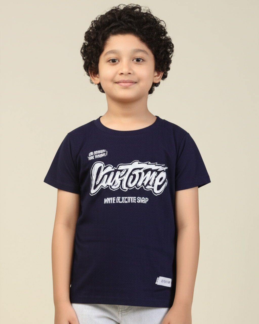 Boys Printed T-Shirt Navy Blue Cotton for kids