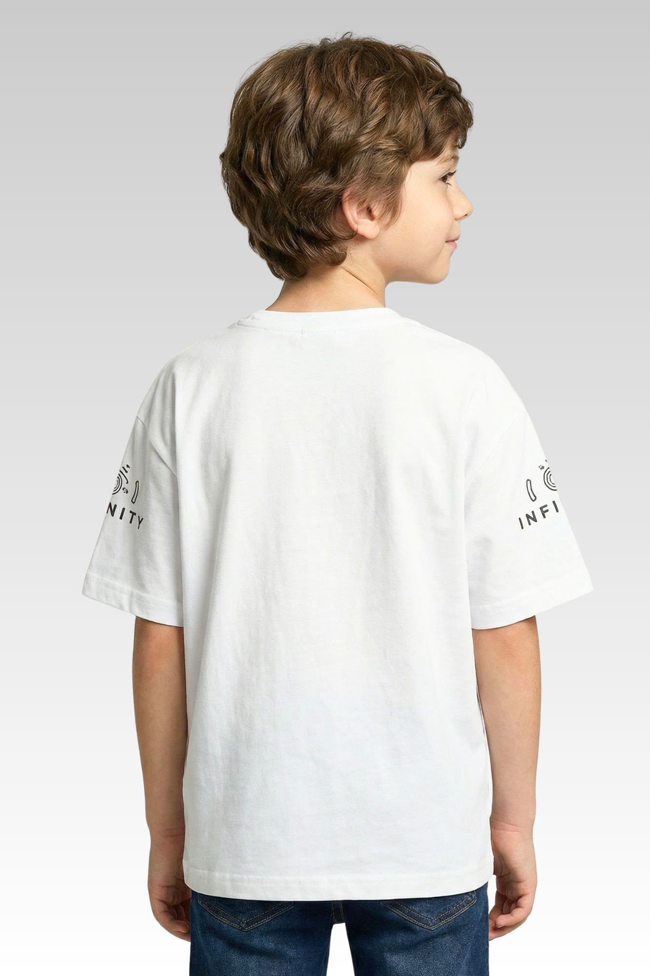 Oversize White Printed T-shirt for Boys