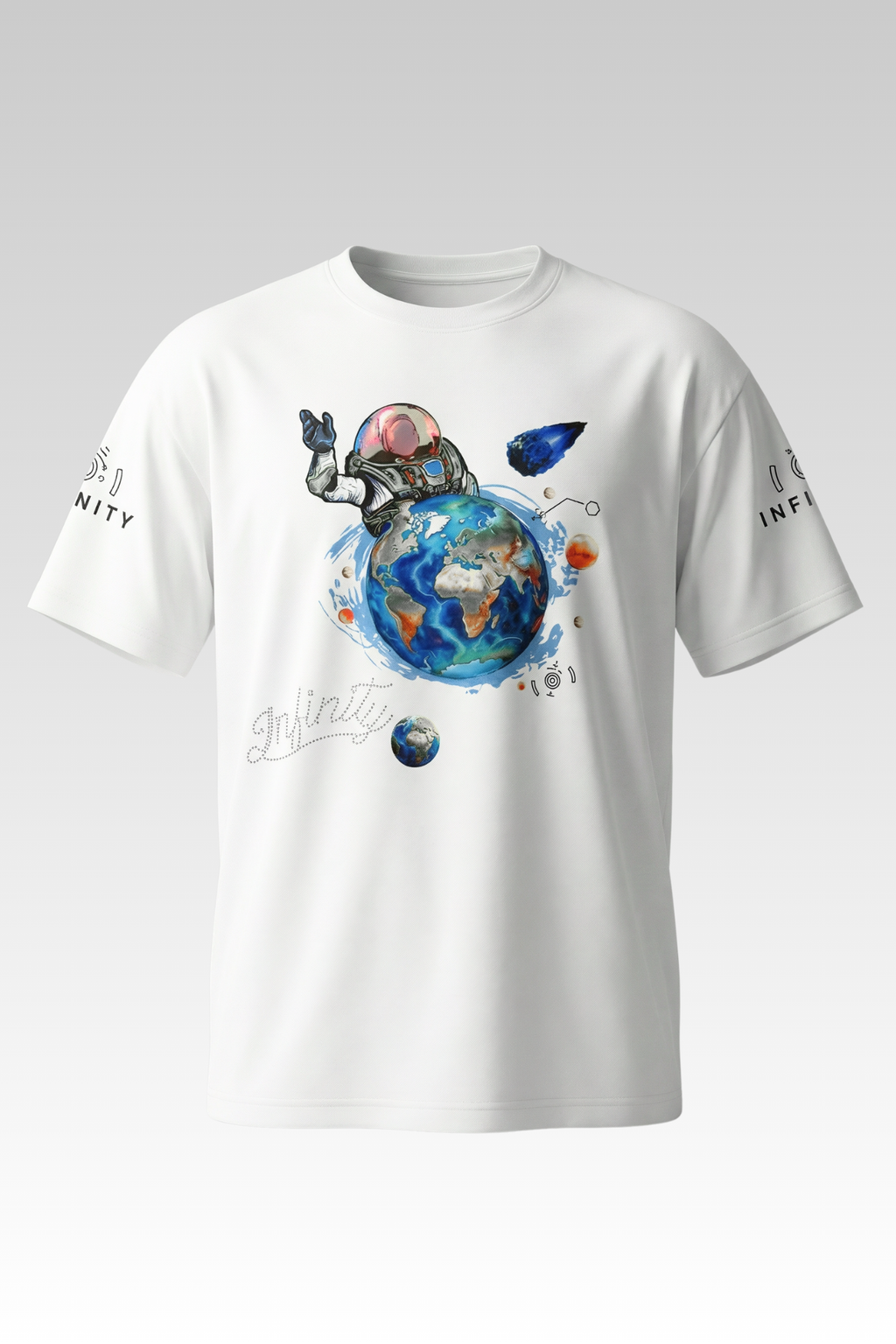 Oversize White Printed T-shirt for Boys