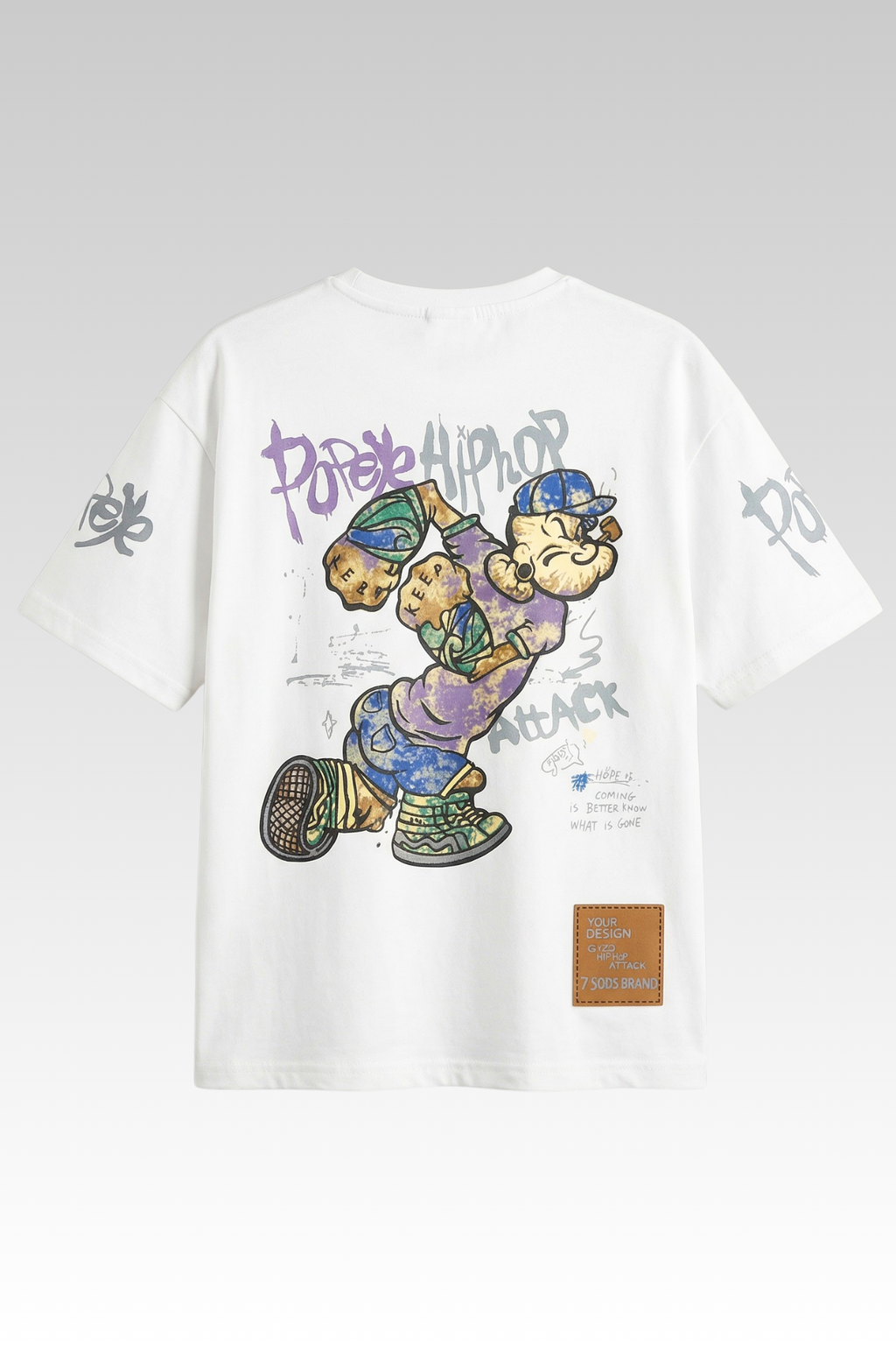 Oversize White Animated Print T-shirt for Boys