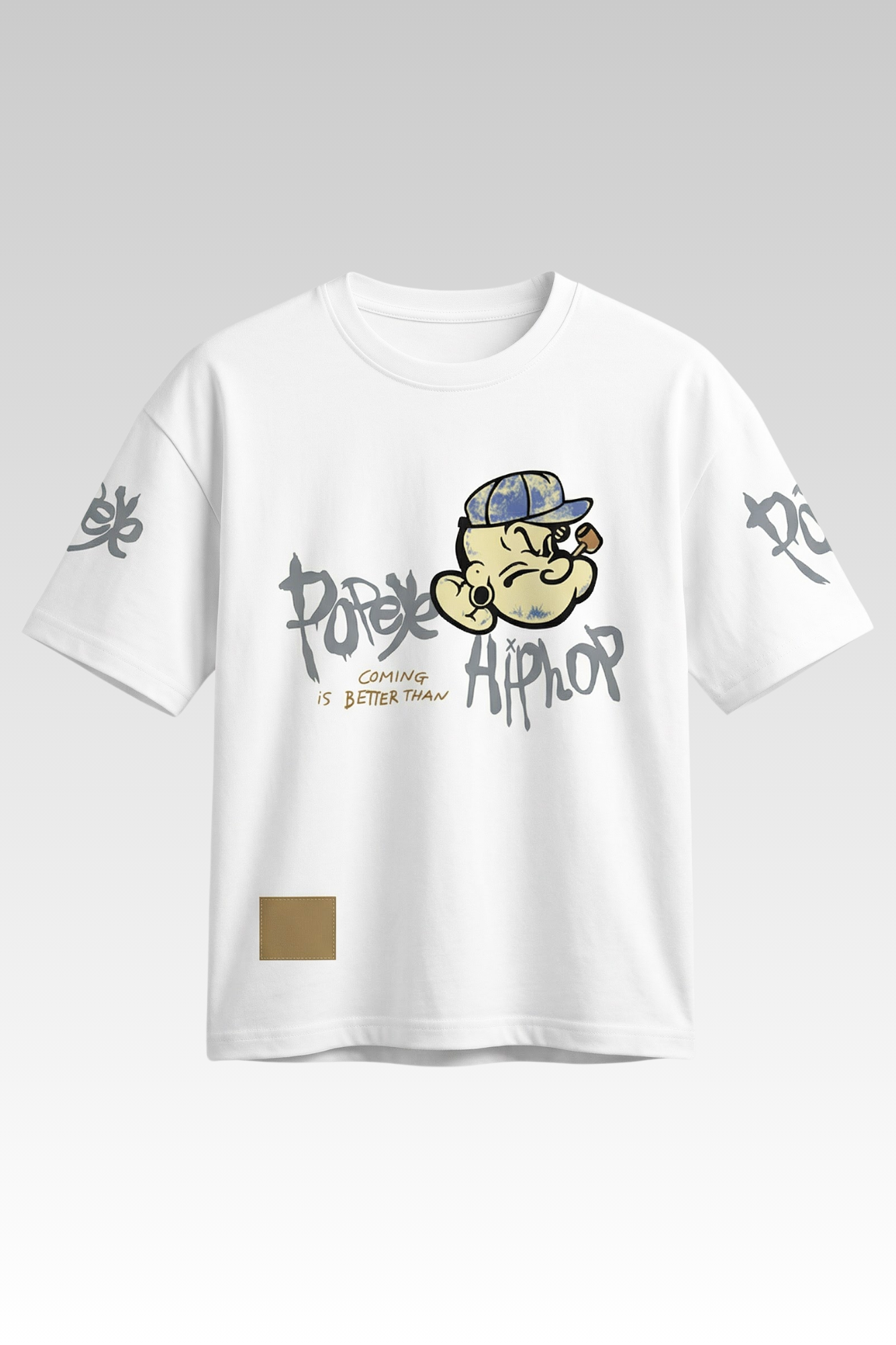 Oversize White Animated Print T-shirt for Boys
