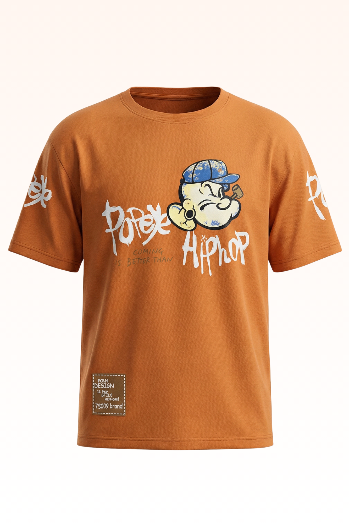 Oversize Orange Animated Print T-shirt for Boys