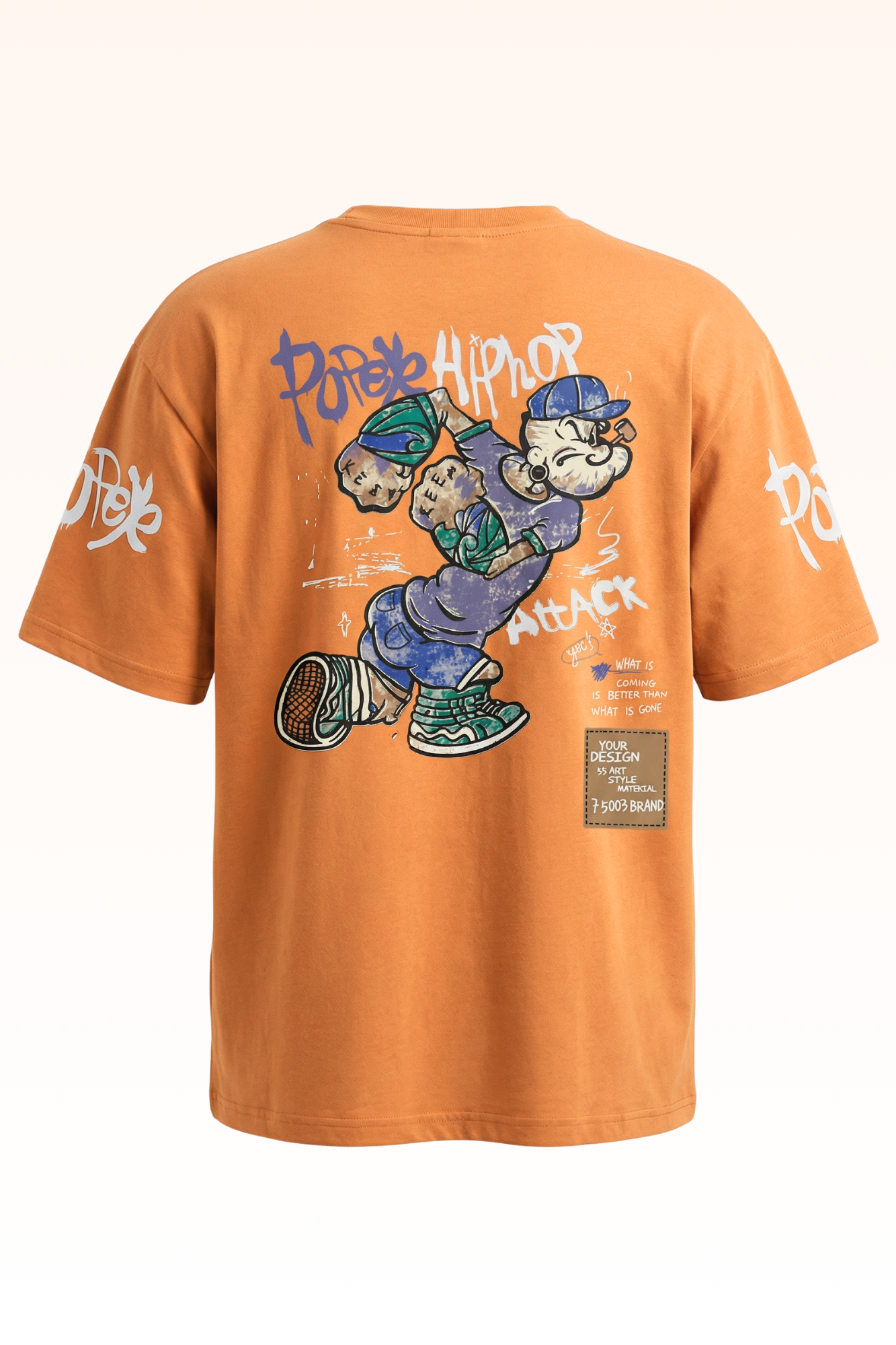 Oversize Orange Animated Print T-shirt for Boys