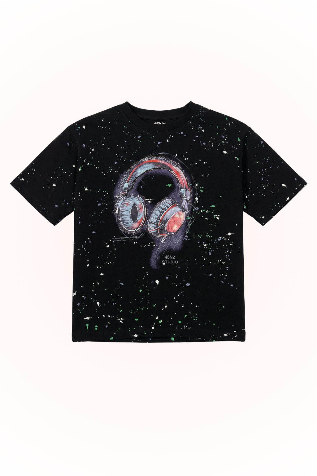 Oversize Black Galaxy Print T-shirt for Boys