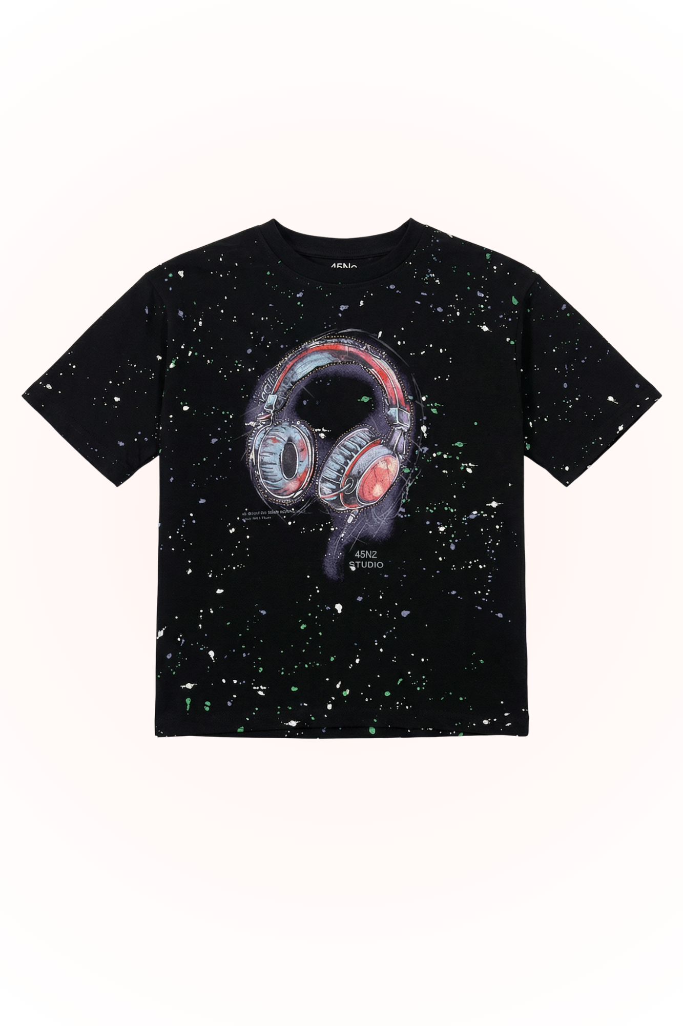 Oversize Black Galaxy Print T-shirt for Boys