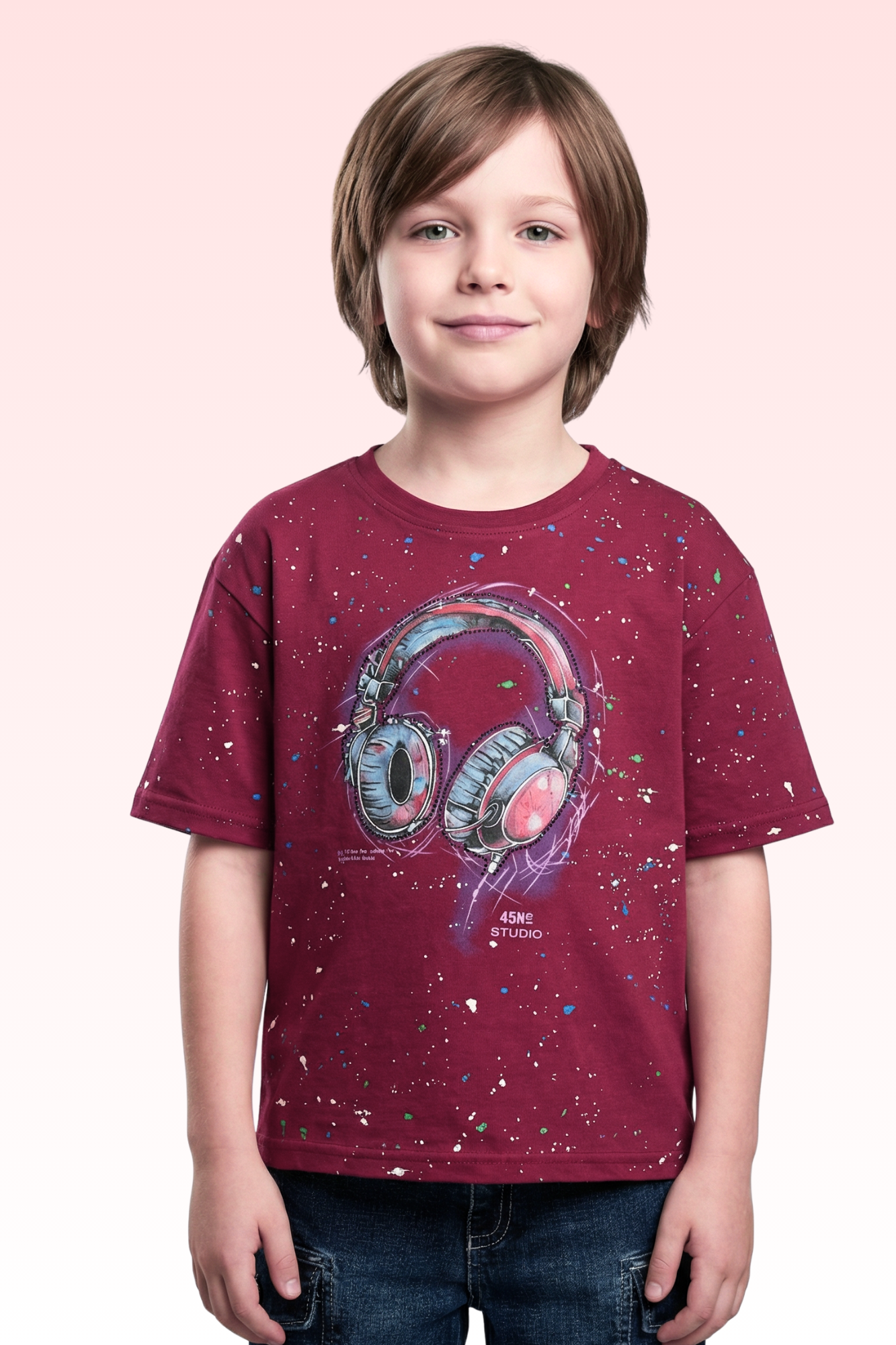 Oversize Purple Animated Print T-shirt for Boys