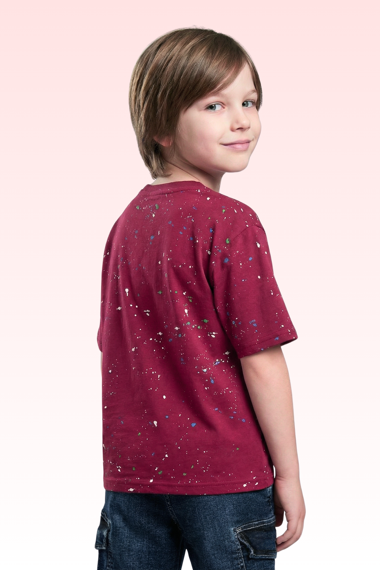 Oversize Purple Animated Print T-shirt for Boys