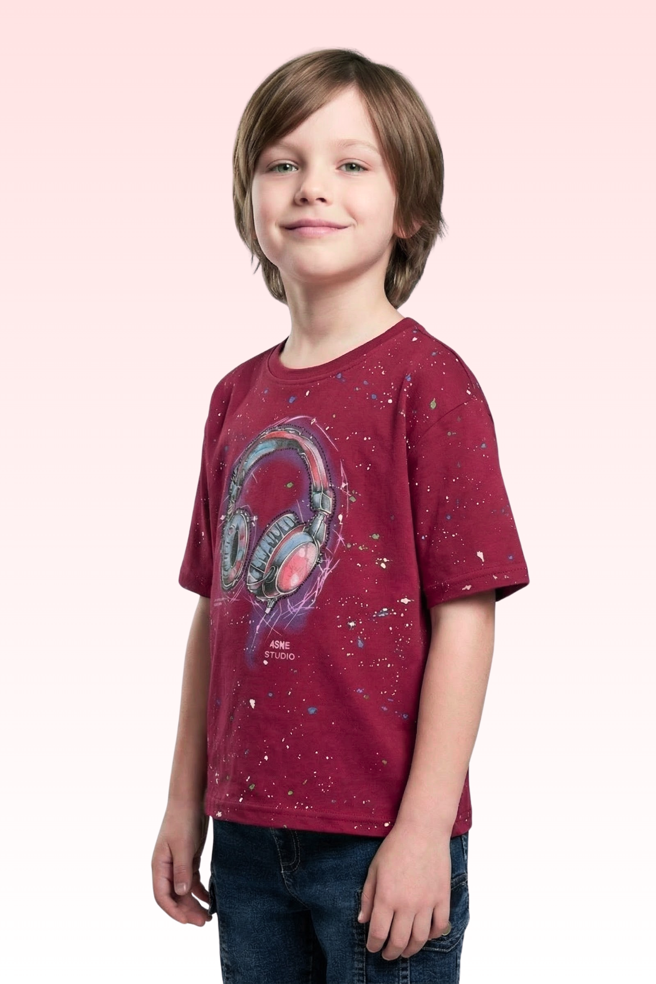 Oversize Purple Animated Print T-shirt for Boys