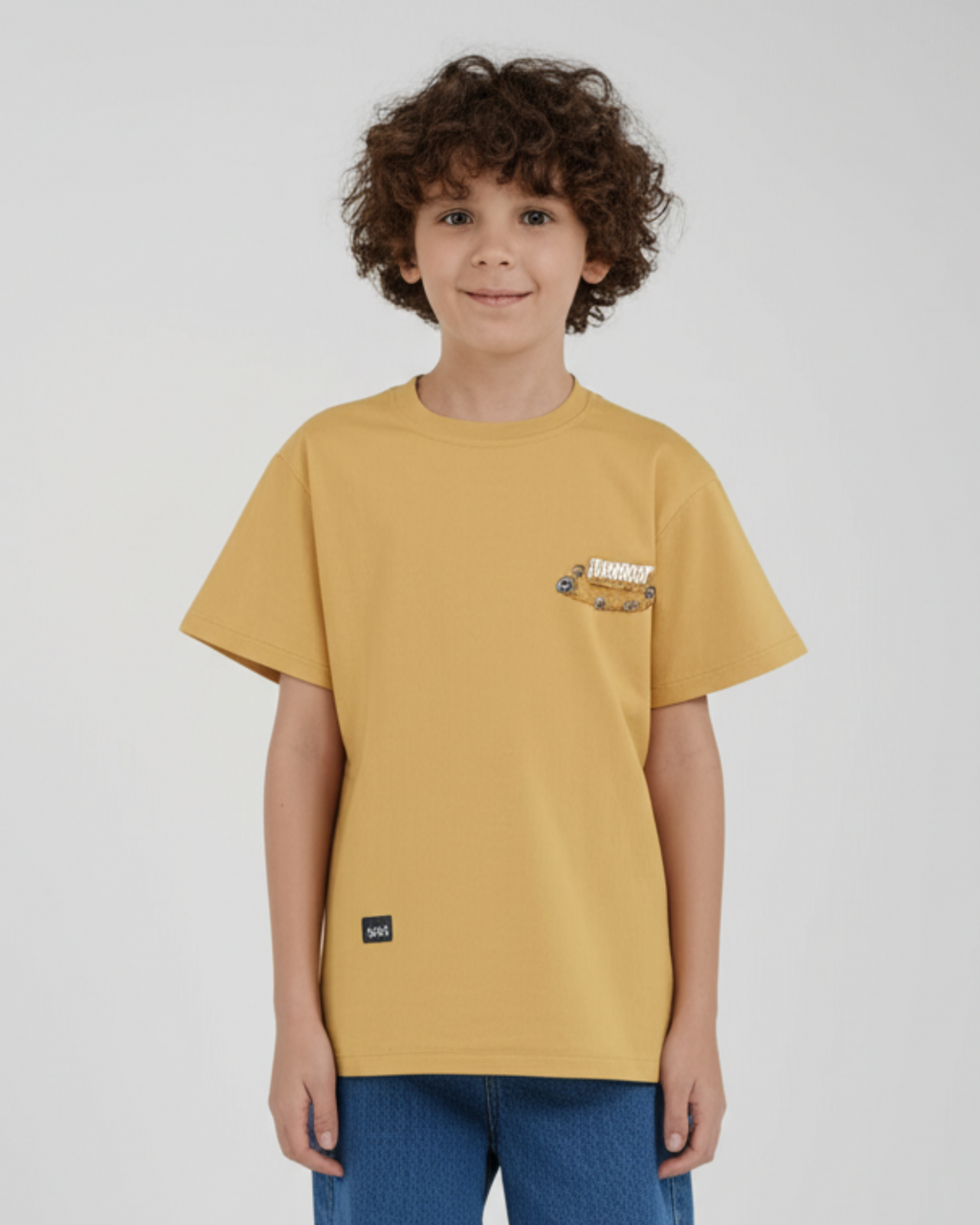 yellow boys t-shirt astronaut printed front back