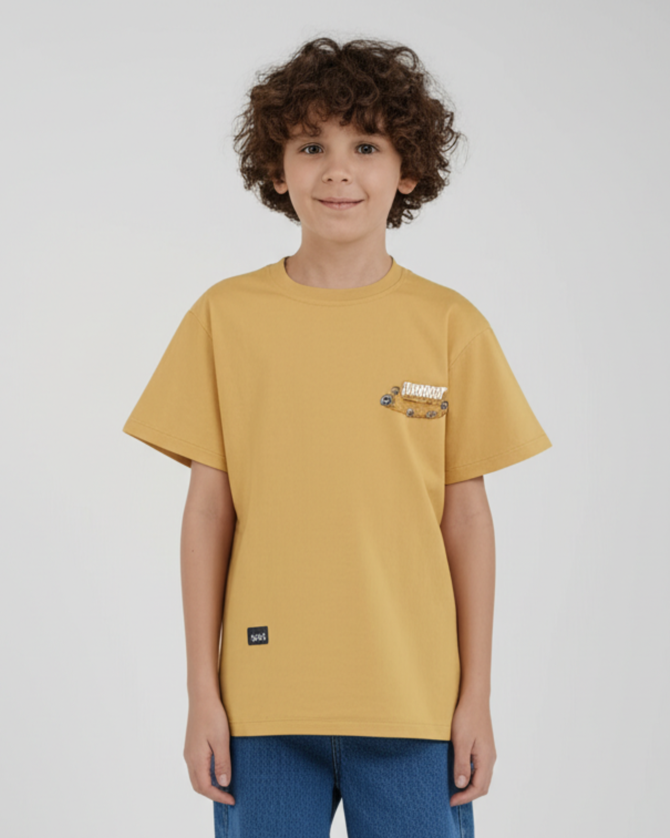 yellow boys t-shirt astronaut printed front back