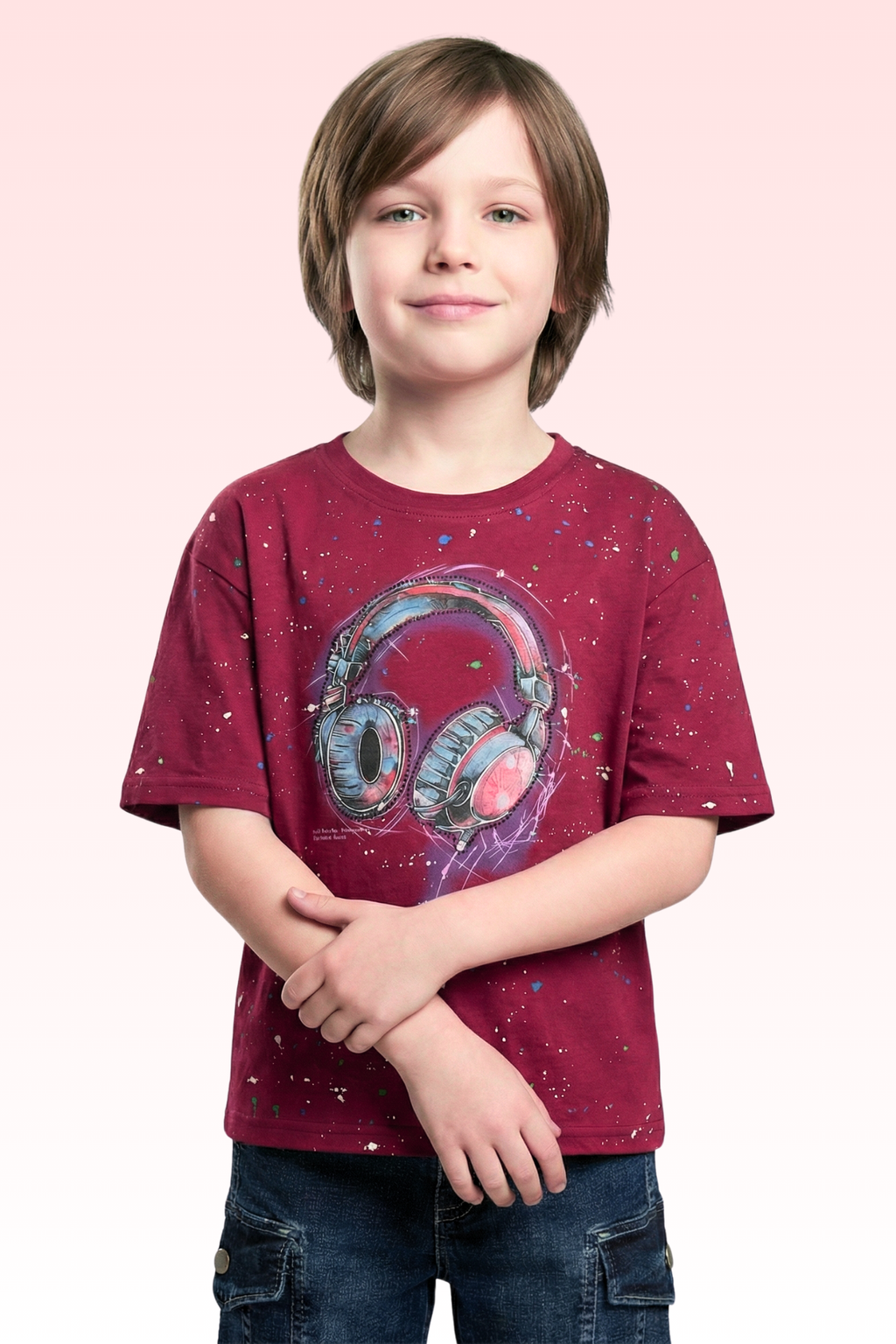 Oversize Purple Animated Print T-shirt for Boys