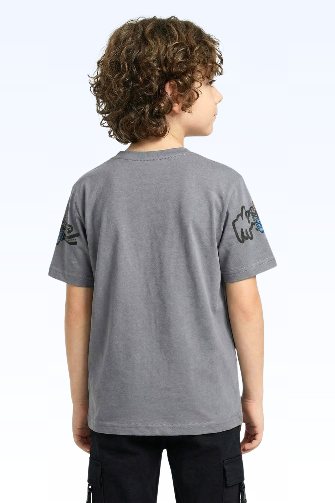 Oversize Grey Animated Print T-shirt for Boys