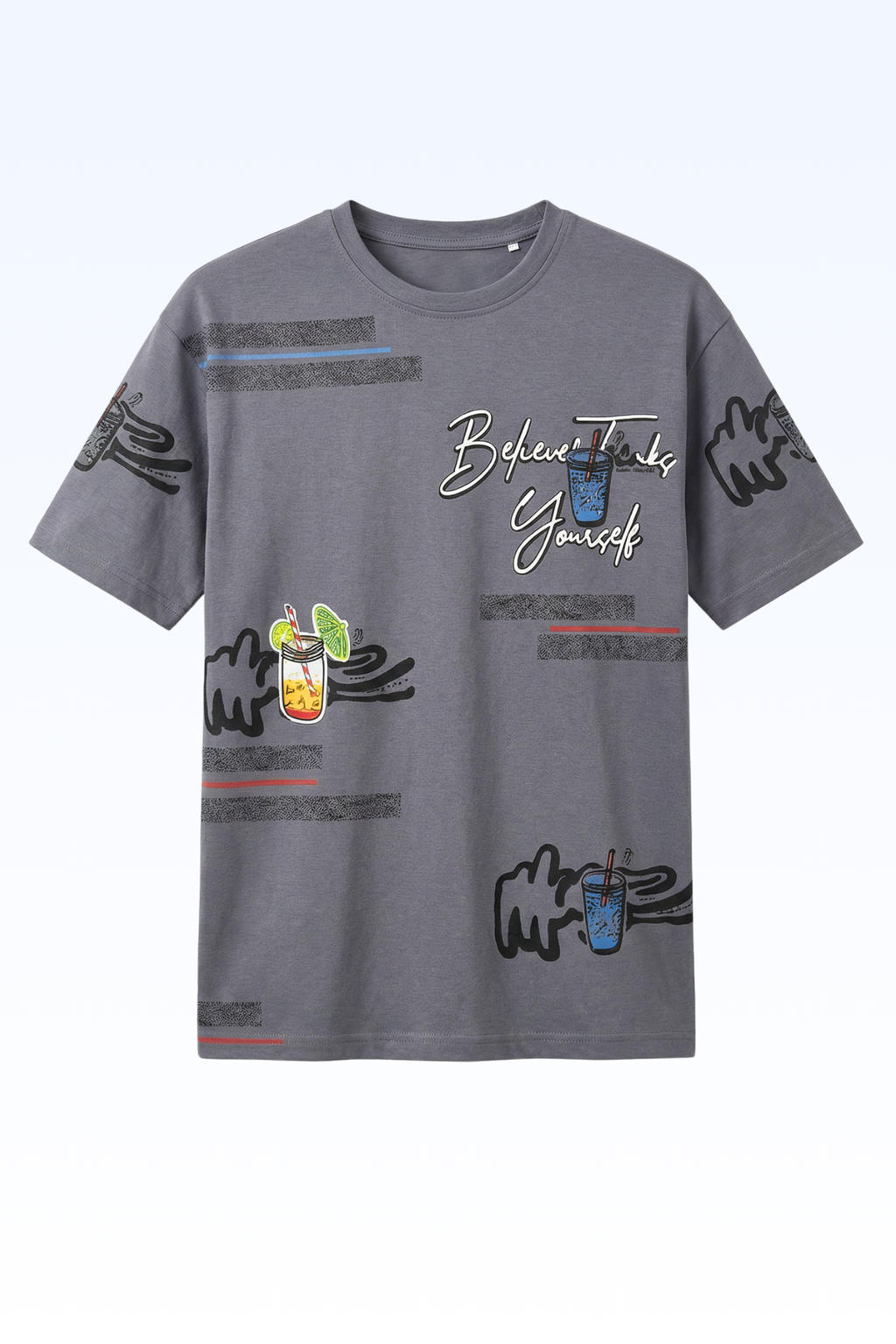 Oversize Grey Animated Print T-shirt for Boys