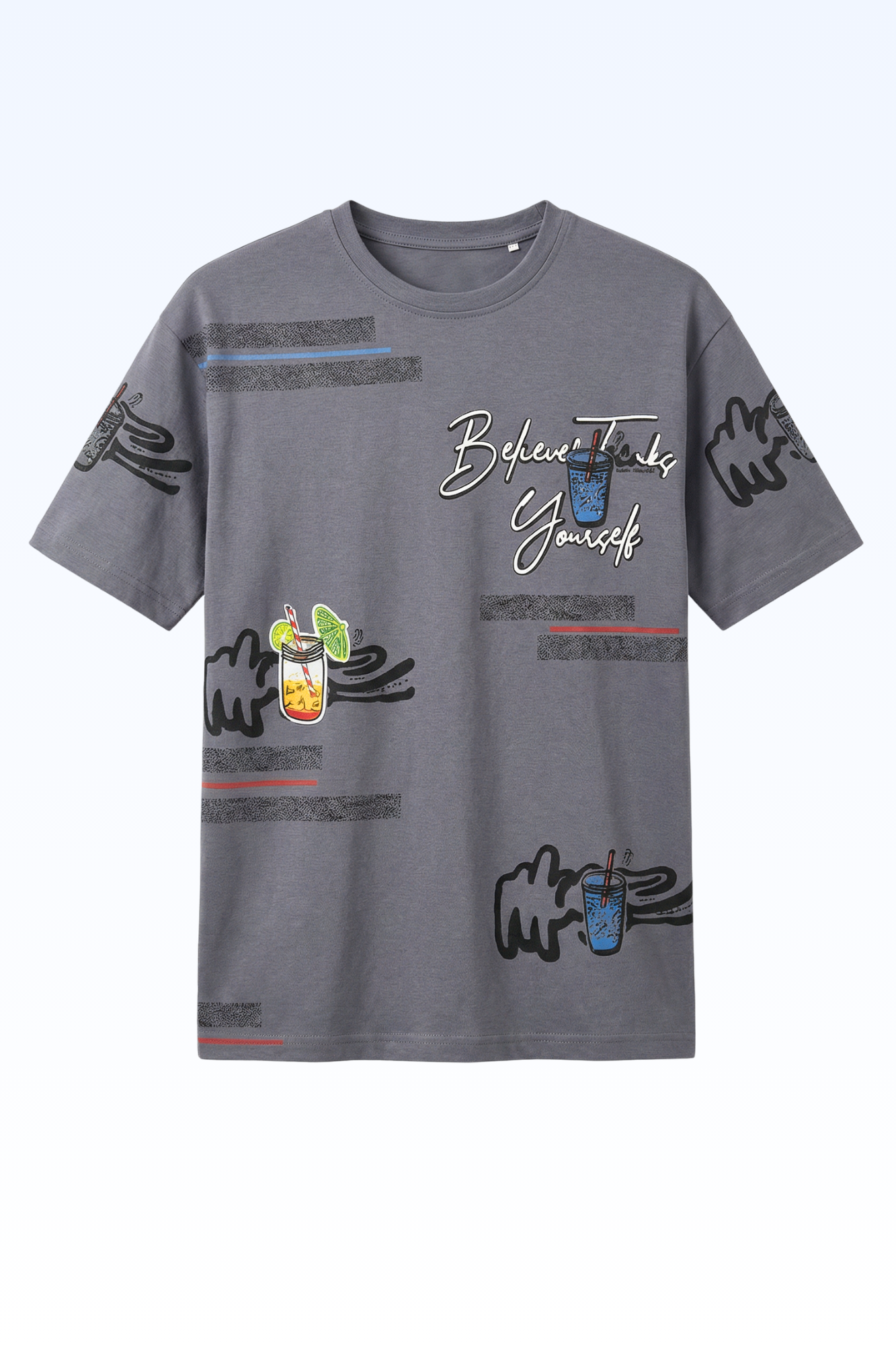 Oversize Grey Animated Print T-shirt for Boys