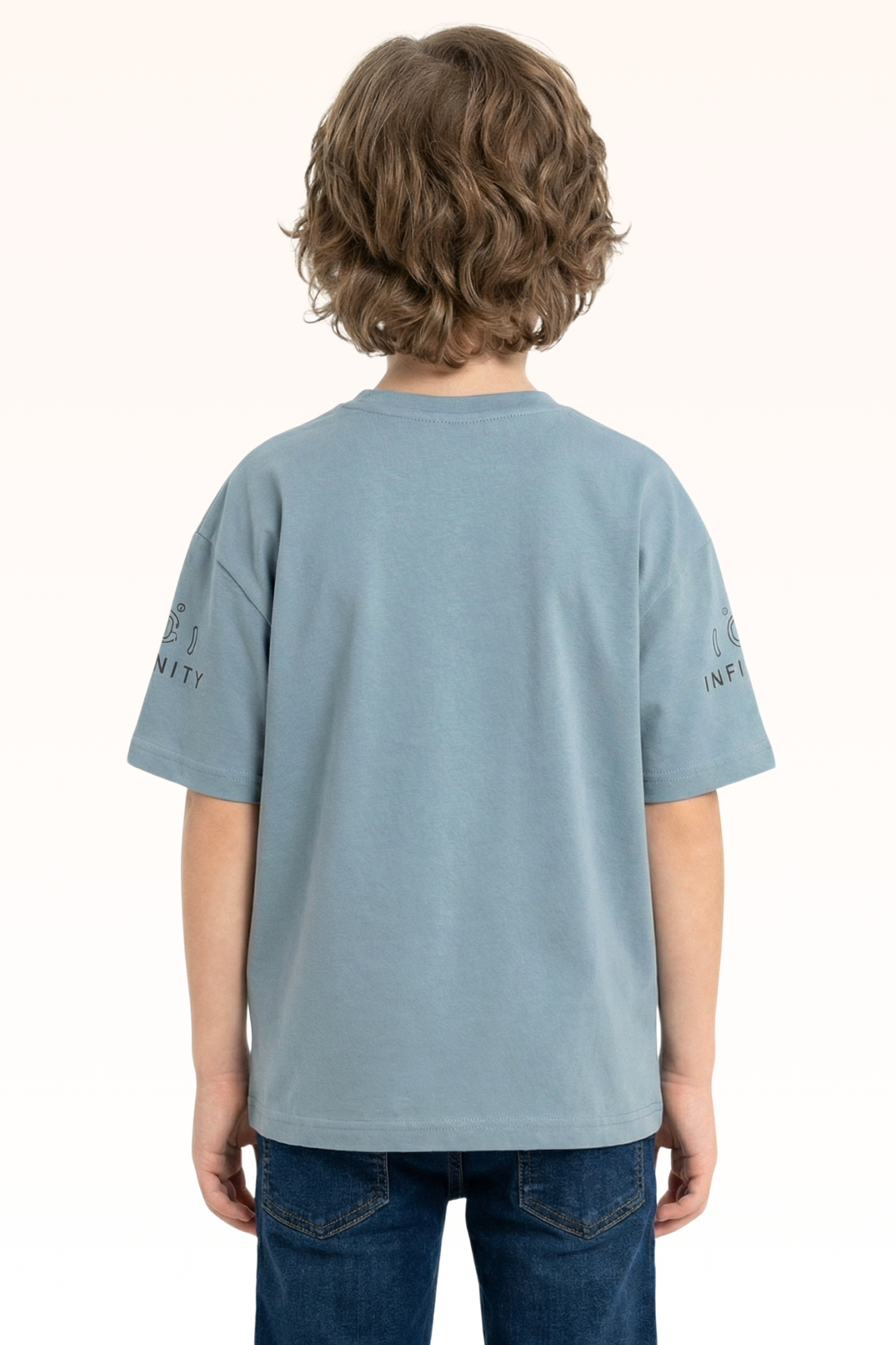 Oversize Glacier Blue Graphic Print T-shirt for Boys