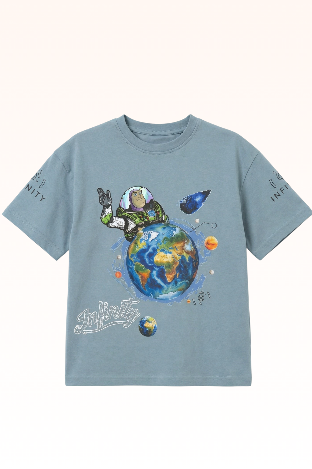 Oversize Glacier Blue Graphic Print T-shirt for Boys