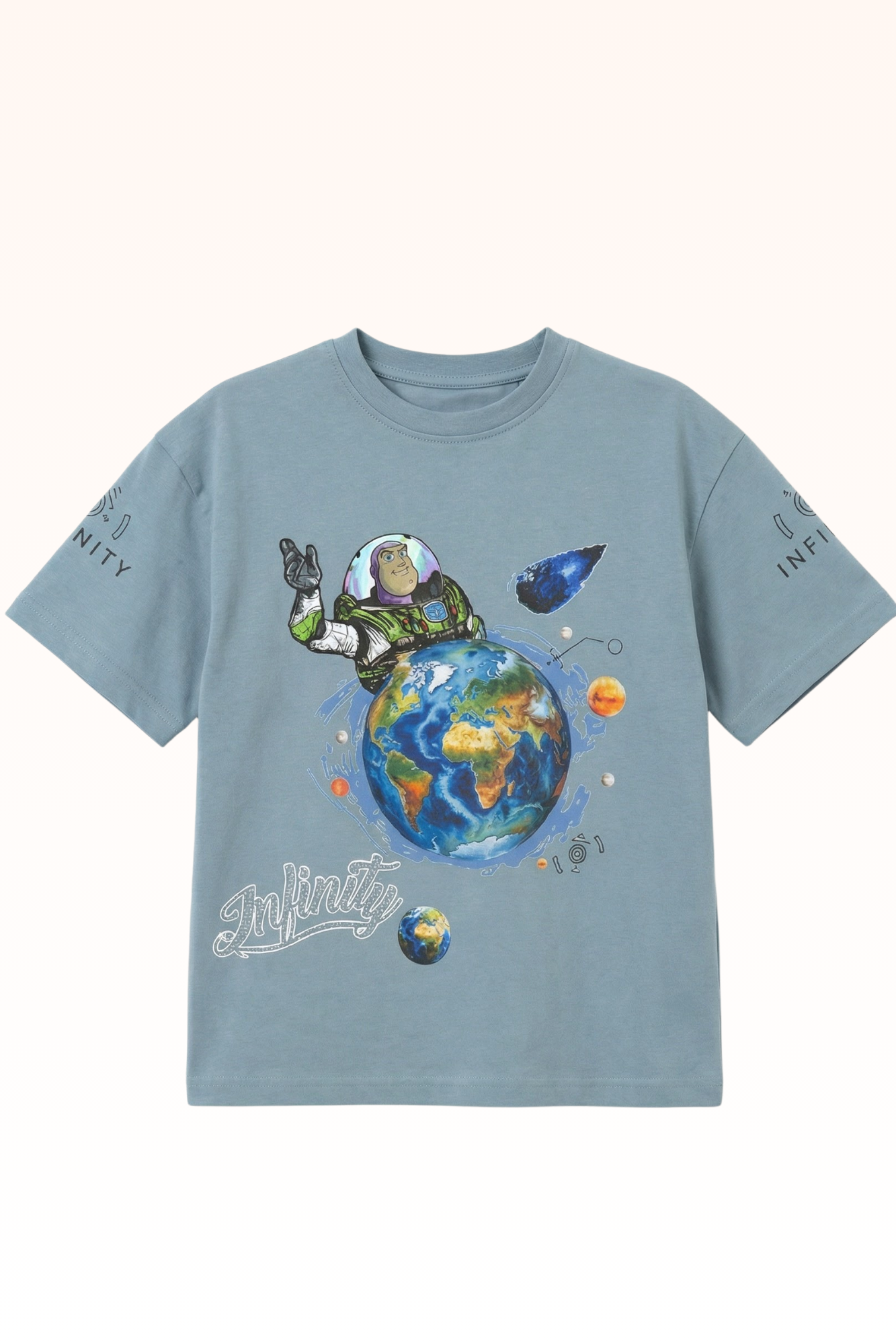 Oversize Glacier Blue Graphic Print T-shirt for Boys