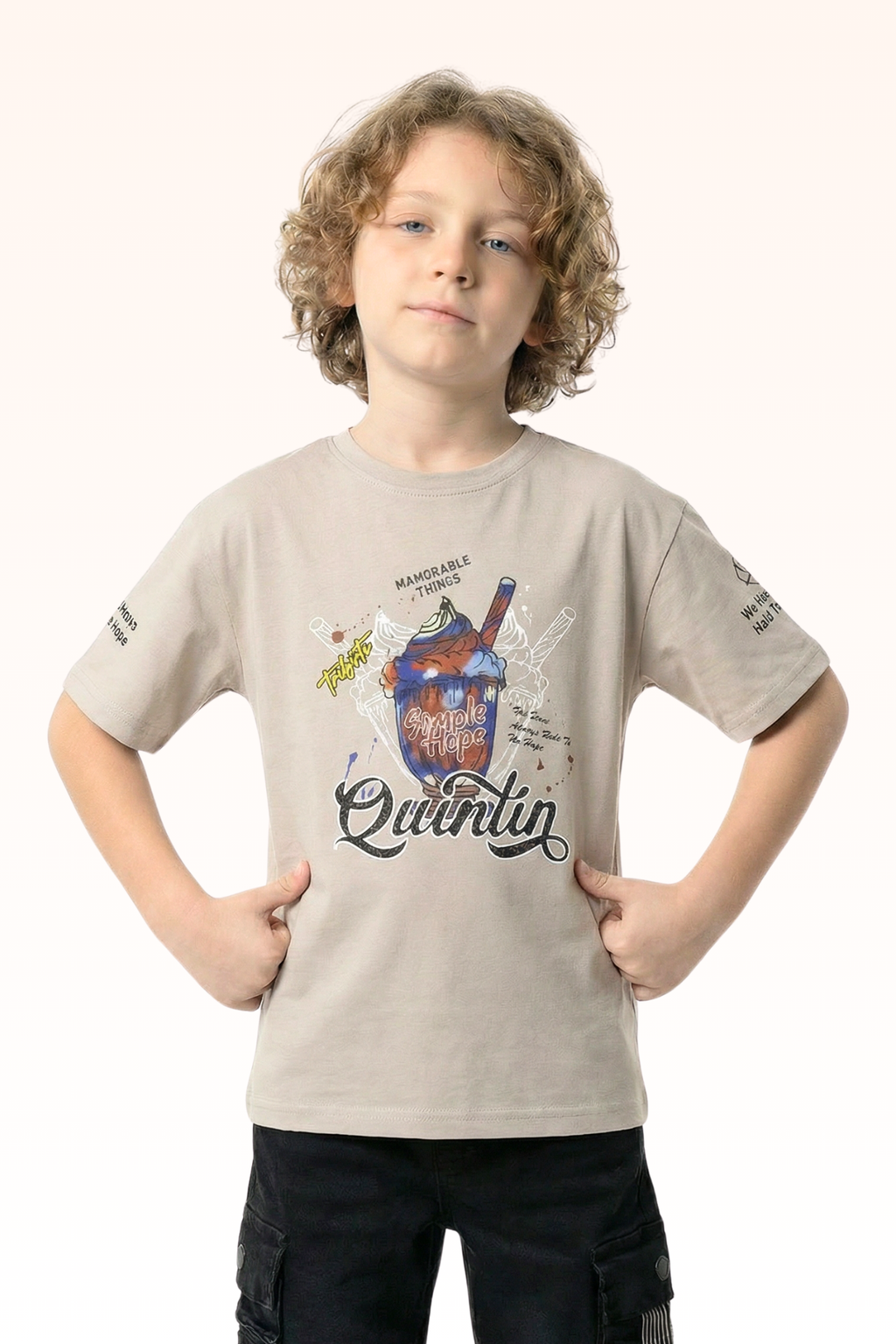 Oversize Light Grey T-shirt for Boys
