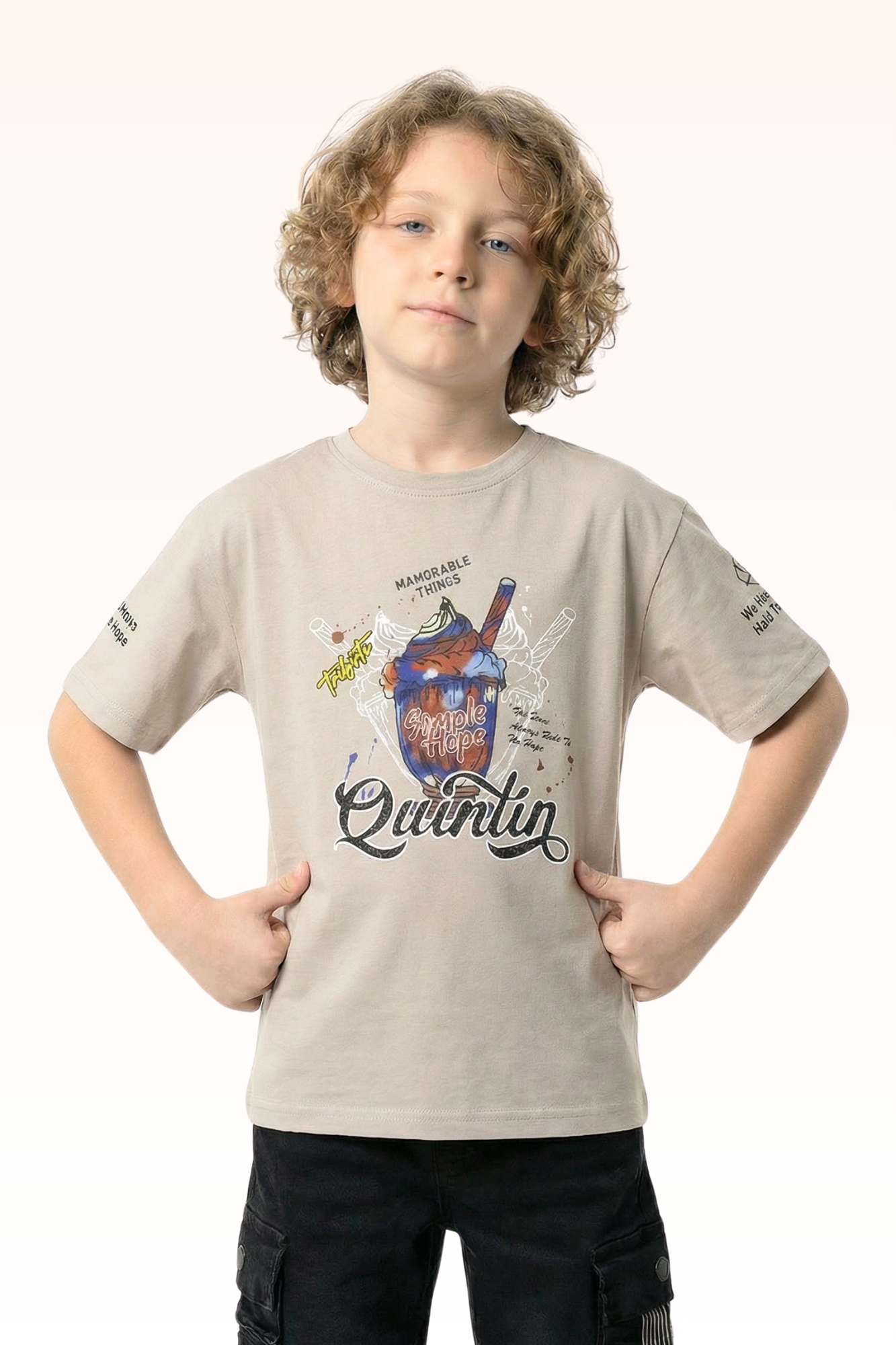 Oversize Light Grey T-shirt for Boys